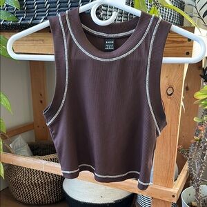 SHEIN Brown Ribbed Tank Top